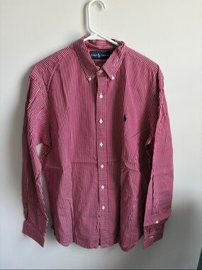 Polo by Ralph Lauren Red and White Pinstripe Button-Down Shirt